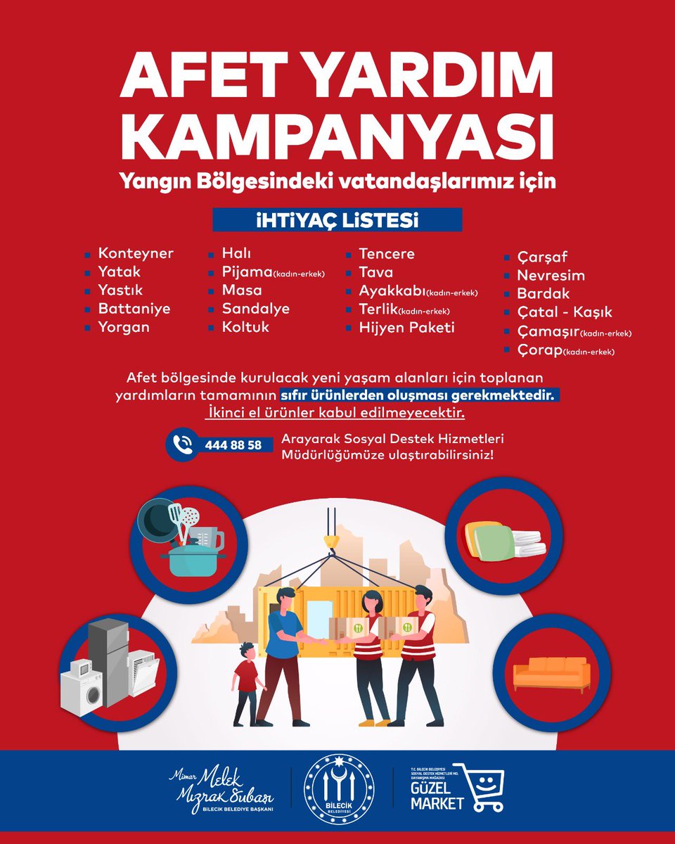 Afet Yardım Kampanyası ile Yaralarımızı Birlikte Sarıyoruz!

Gölpazarı ve Osmaneli ilçelerimizde meydana gelen yangın felaketi dolayısıyla düzenleyeceğimiz yardım kampanyasına tüm vatandaşlarımızı davet ediyoruz.