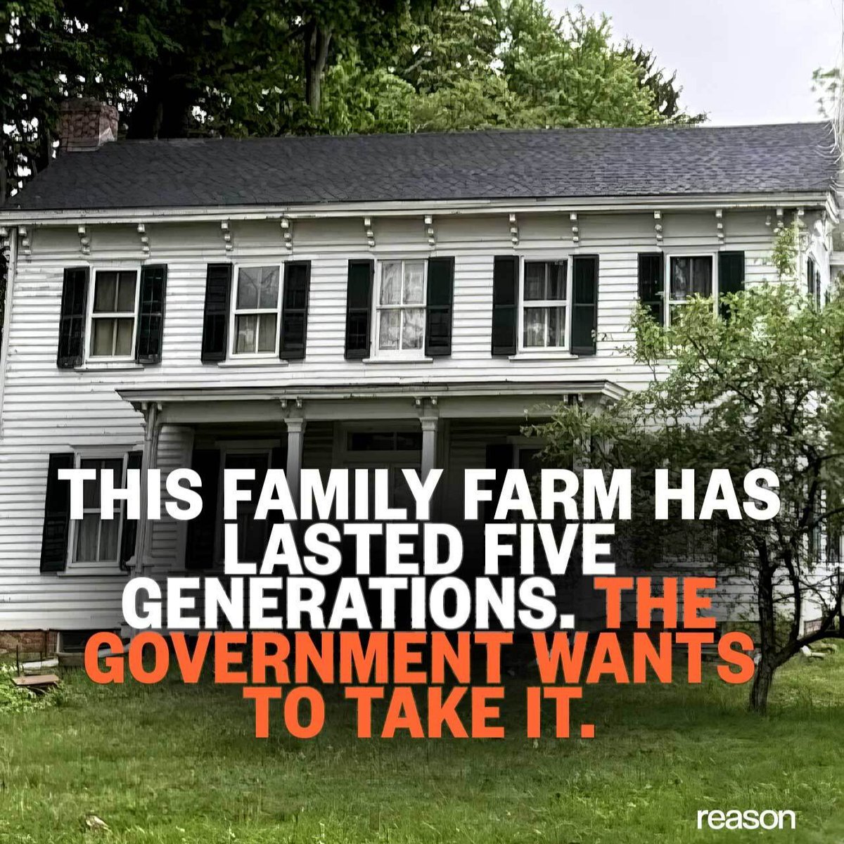 reason's tweet image. Andy Henry’s family has managed to hold onto its farm property in Cranbury, New Jersey for five generations. Now the government wants to take it.

Read more: reason.pub/3TJl4Ms