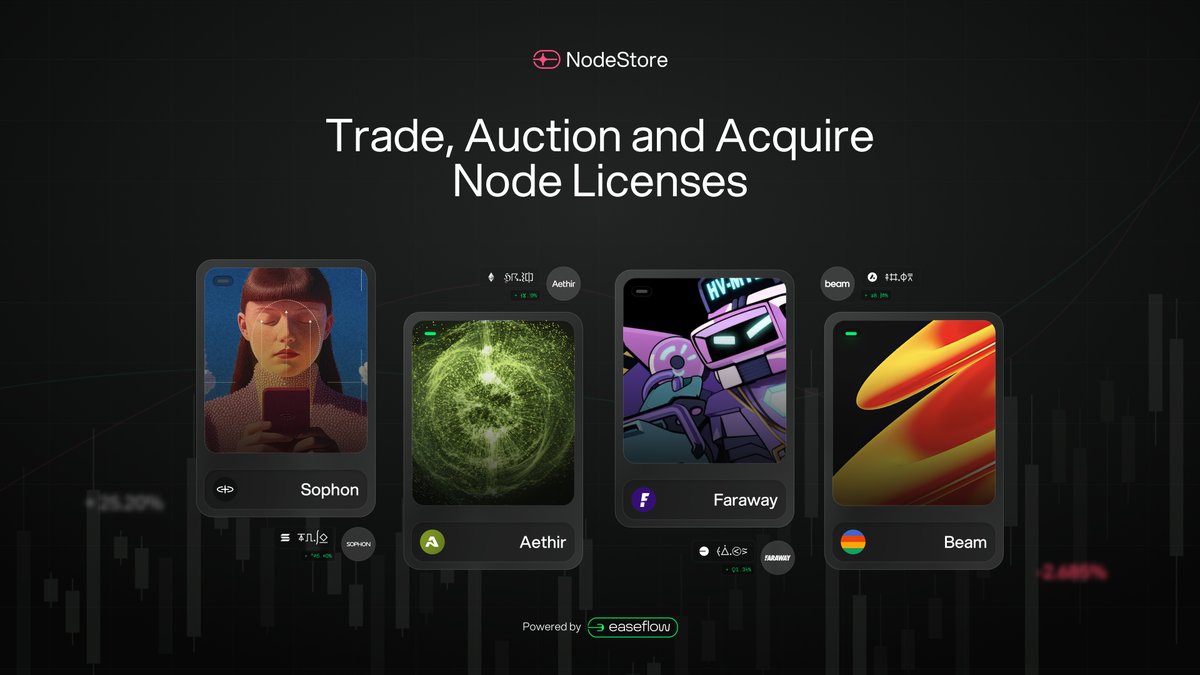 easeflowHQ's tweet image. NodeStore is Live.
A new way to buy, sell, and trade node licenses — for the first time, contributors can finally have real flexibility.
Explore NodeStore now: nodestore.com
You no longer need to hold a node forever. You can now trade it.
(1/7)