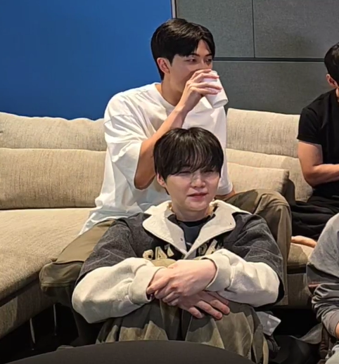 first ot7 live and it's namgi sharing one drink together