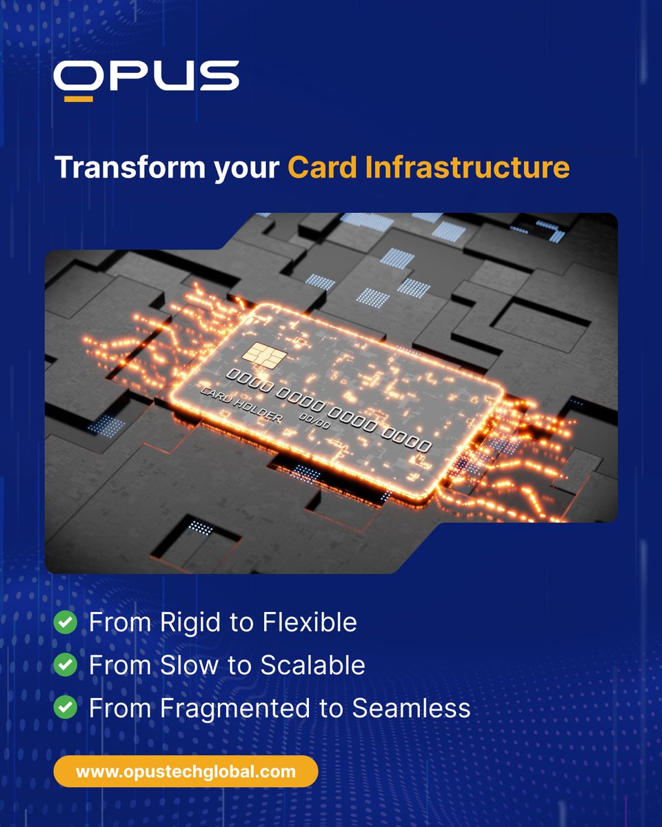 Still running on legacy card systems?
Downtime, delays, and rigid architecture holding you back?

We help banks modernize fast—with real-time controls, tokenization &amp; modular infrastructure.
🔗 opustechglobal.com/card-moderniza…

#CardModernization #OpusTechnologies