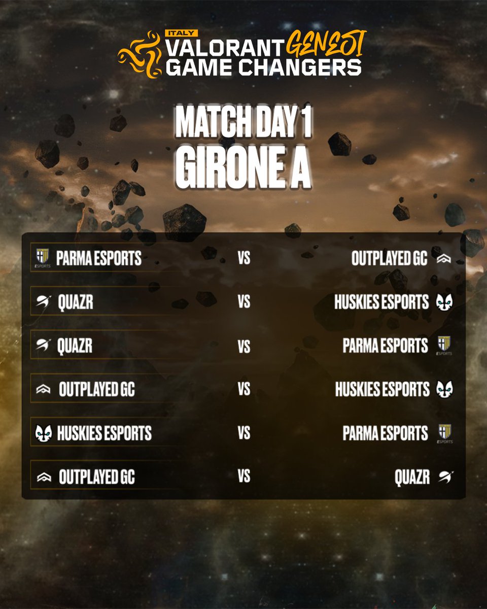 King Esport (@king___esport) on Twitter photo Oggi comincia la regular season alle 19:00 su twitch.tv/king_esport ๐ฅ
๐Oggi assisteremo a 3 BO1 del Girone A composto da:
<a href="/1913parmacalcio/">๐๐๐ซ๐ฆ๐ ๐๐๐ฅ๐๐ข๐จ ๐๐๐๐</a>
<a href="/huskies_esports/">HUSKIES ESPORTS</a>
<a href="/Team_Quazr/">Quazr</a>
<a href="/aNc_Outplayed/">aNc Outplayed</a>
โน๏ธPer tutte le info e orari: app.kingesport.com/tournaments/01โฆ
#GameChangersItaly <a href="/itVALORANT/">VALORANT - Italia</a> Oggi comincia la regular season alle 19:00 su twitch.tv/king_esport ๐ฅ
๐Oggi assisteremo a 3 BO1 del Girone A composto da:
<a href="/1913parmacalcio/">๐๐๐ซ๐ฆ๐ ๐๐๐ฅ๐๐ข๐จ ๐๐๐๐</a>
<a href="/huskies_esports/">HUSKIES ESPORTS</a>
<a href="/Team_Quazr/">Quazr</a>
<a href="/aNc_Outplayed/">aNc Outplayed</a>
โน๏ธPer tutte le info e orari: app.kingesport.com/tournaments/01โฆ
#GameChangersItaly <a href="/itVALORANT/">VALORANT - Italia</a>