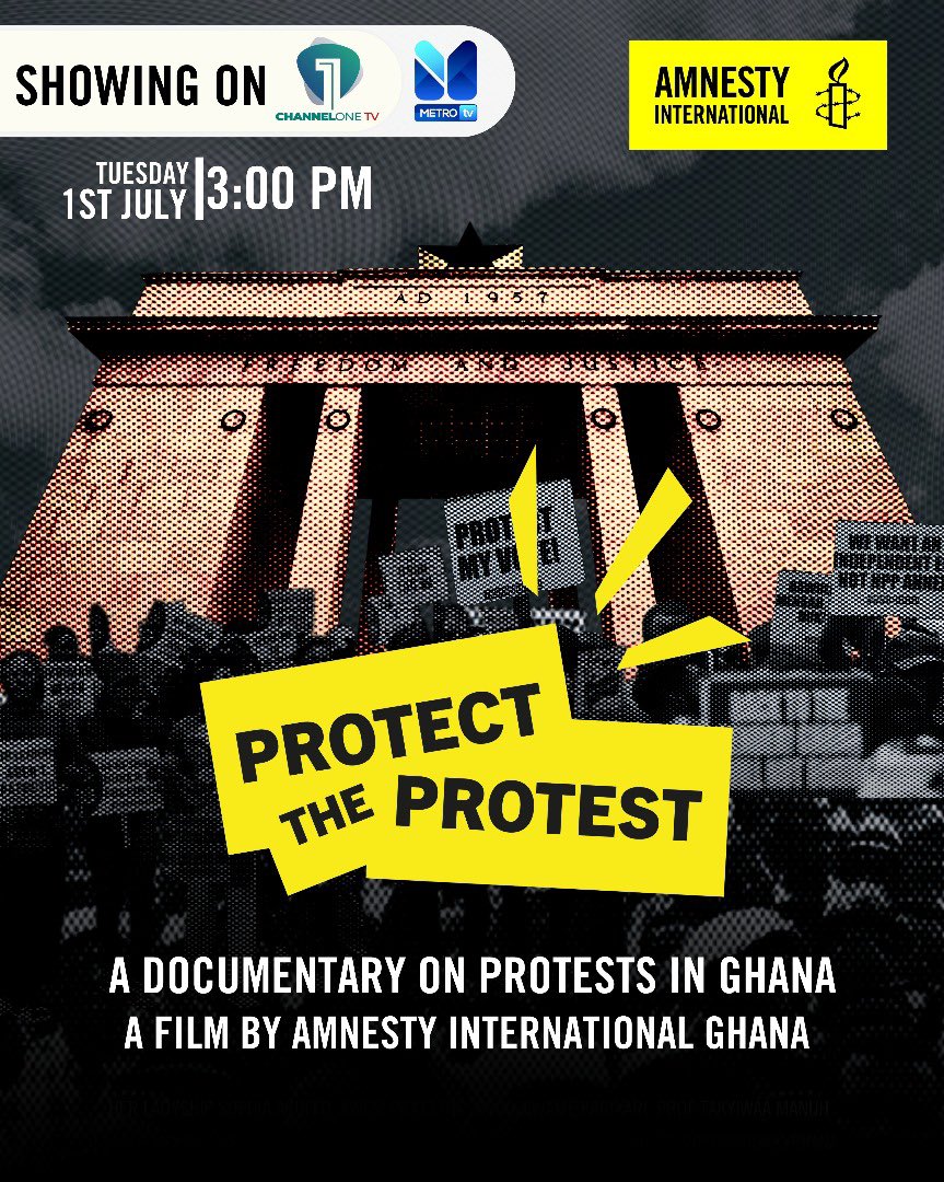 Amnesty International Ghana (@amnestyghana) on Twitter photo This morning our Country Director <a href="/GenPartington/">Genevieve Partington</a> was live on <a href="/Channel1TVGHA/">ChannelOne TV</a> to shed more knowledge on our flagship campaign #Protecttheprotest.
This follows the screening of our documentary dubbed protect the protest on channel one this afternoon at 3pm .
Stay tuned. This morning our Country Director <a href="/GenPartington/">Genevieve Partington</a> was live on <a href="/Channel1TVGHA/">ChannelOne TV</a> to shed more knowledge on our flagship campaign #Protecttheprotest.
This follows the screening of our documentary dubbed protect the protest on channel one this afternoon at 3pm .
Stay tuned.