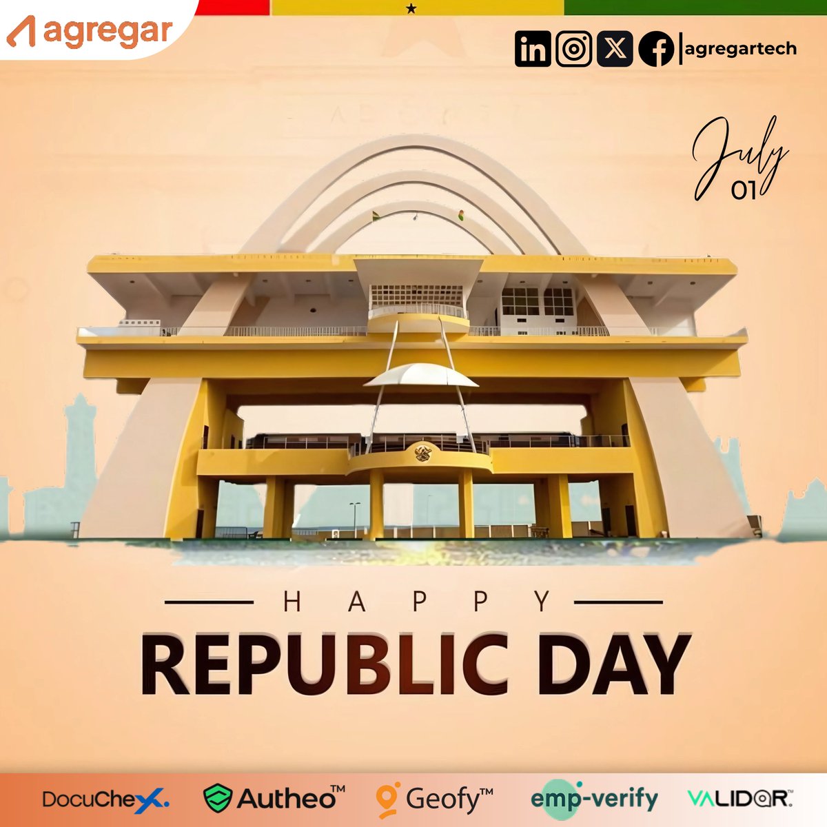 Agregartech's tweet photo. This Republic Day &amp; National Day of Prayers, let's unite in hope, celebrate our rich heritage, and recommit to Ghana’s enduring values. Together, we shine! 🇬🇭

#ProudGhanaian #RepublicDay #AgregarTech https://t.co/EK3PydO5Dy