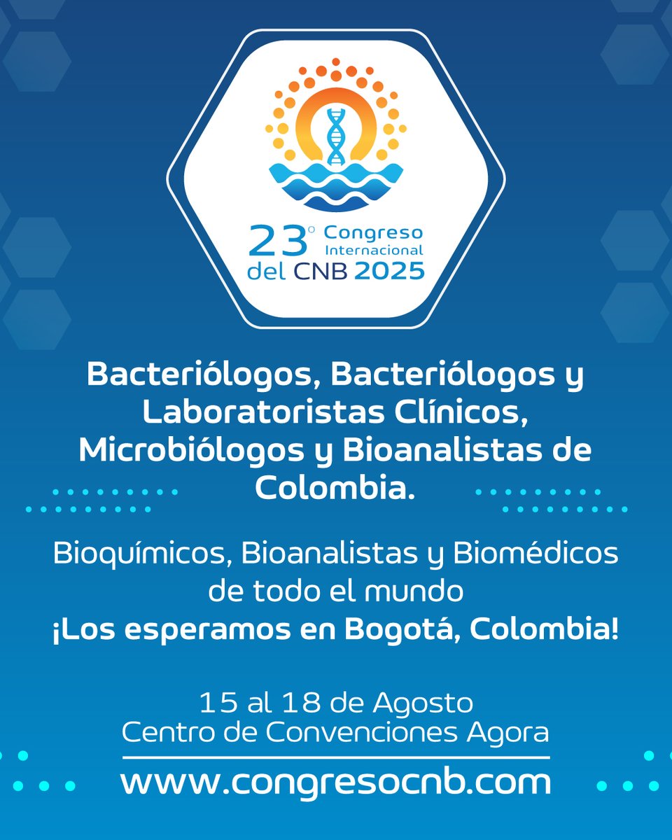 CongresoCNB's tweet photo. 🦠 Bacteriólogos, Bacteriólogos y Laboratoristas Clínicos, Microbiólogos y Bioanalistas de Colombia:
🧪 Bioquímicos, Bioanalistas y Biomédicos de todo el mundo
#CienciaEnBogotá  #LaboratorioColombia  #BioquímicaGlobal  #MicrobiologíaUnida  #BioanalistasAlMundo https://t.co/ikz6T8jZJH