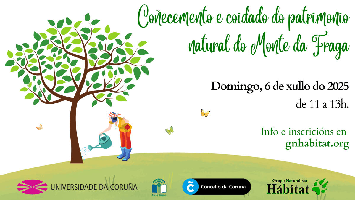 gn_habitat's tweet image. 🔊 Este domingo, da man da @OMA_UDC , agardámoste nunha nova xornada ambiental na contorna do Monte da Fraga, dirixida á rega💧das árbores 🌳 plantadas meses atrás, . Axúdasnos? Agardámoste, veñas só ou en familia!
Info e inscricións▶️ bit.ly/4ntsD7Ke