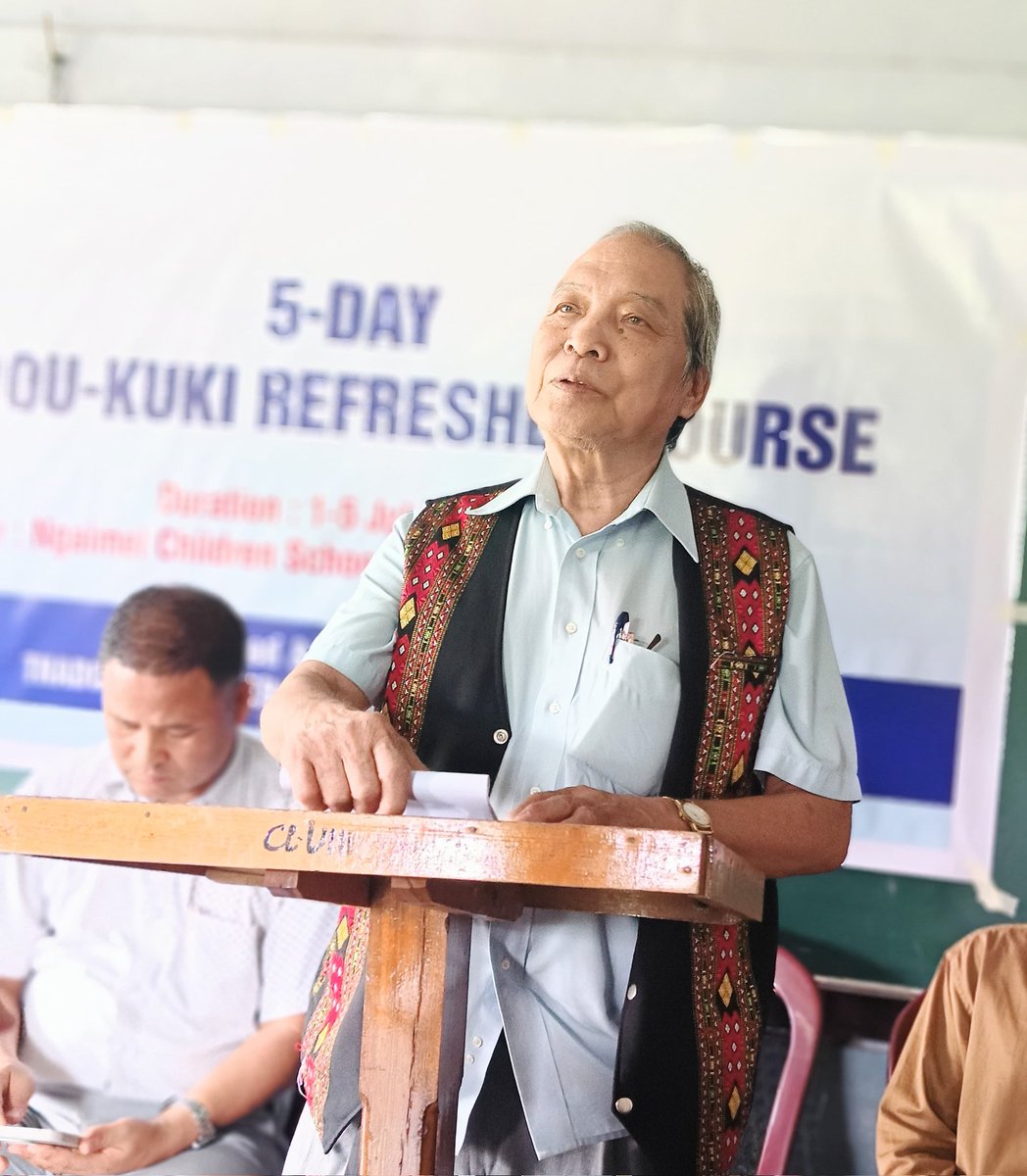 Thadou_TLF's tweet photo. Ja umtah Pu Janglal Sitlhou, Chairman, Thadou Linguistic Forum Jingun hinan tuni 1st July, 2025 nikhon Ngaimel Children School, Keithelmambi, Kangpokpi District munna Thadou Kuki Refresher Course chu hondoh ahitan ahi. https://t.co/QQp30xqSa3
