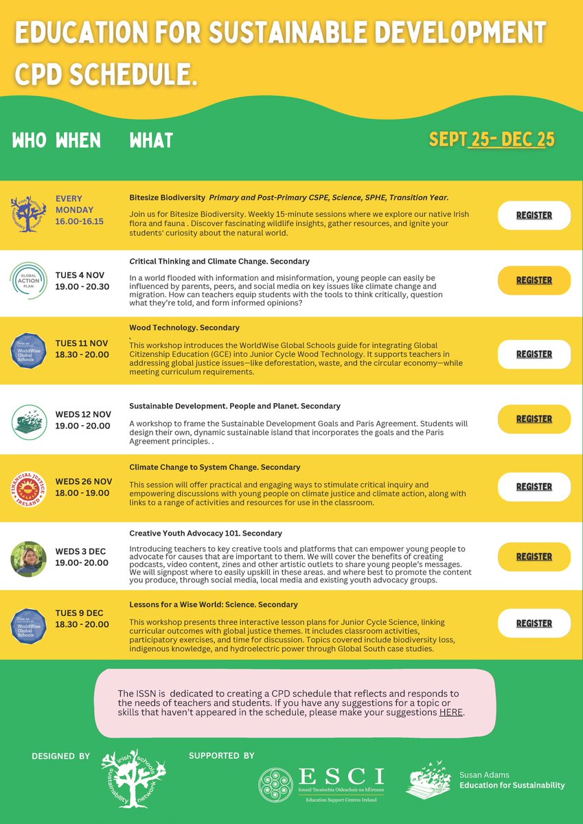 🌿Education for Sustainable Development, September - December 2025 🍀
📎Register 👉 bit.ly/4equ9mO