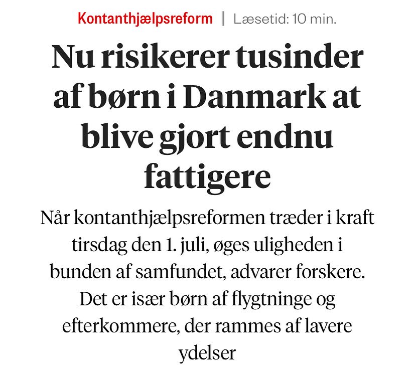 I dag træder en reform i kraft, der med fuldt overlæg gør tusinder af børn fattigere. Med kontanthjælpsreformen vælger et bredt flertal i Folketinget at ignorere advarsler fra forskere, sociale organisationer og deres egne embedsmænd.

Resultatet? Flere børn - især med