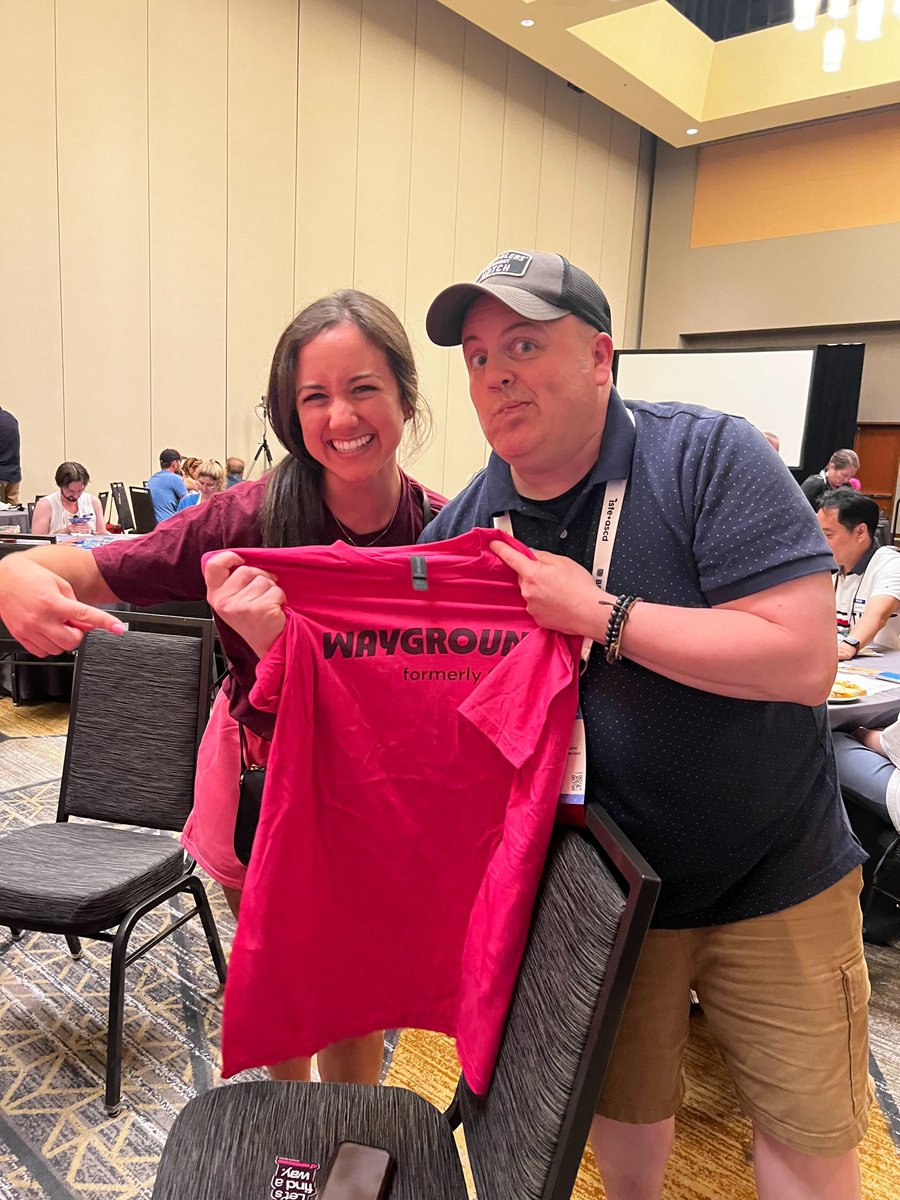 waygroundai's tweet image. On #TechShirtTuesday we wear pink at #ISTELive ✨ Our team is hunting for Wayground shirts with coffee rewards in hand. ☕ Don't forget to wear your Wayground pink today and tag us on social! 🩷