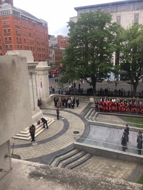 BLieutenancy's tweet image. HM Lord Lieutenant, Professor Alastair Adair CBE DL and Cadet Zara Dickson were honoured to join The Lord Mayor of Belfast Cllr Tracy Kelly at The Somme Commemoration at Belfast's City Hall @belfastcc. A poignant occasion. We will Remember them.