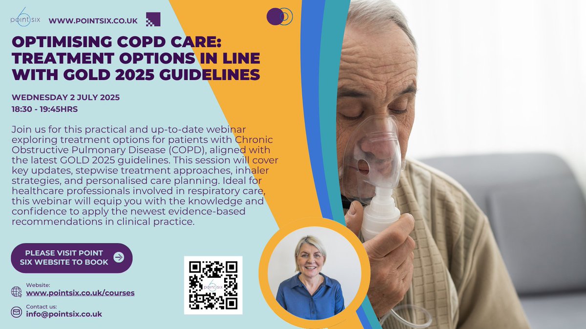 Looking for a practical and up-to-date webinar exploring treatment options for patients with Chronic Obstructive Pulmonary Disease (COPD), aligned with the latest GOLD 2025 guidelines? Our partner <a href="/Pointsixt/">PointSixTraining</a> has the following course - pointsix.co.uk/optimising-cop…