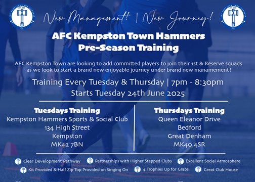 AFC Kempston Town Hammers (@kempstontownfc) on Twitter photo ๐ช๐ผ | Preseason is well underway!
Weโre always on the lookout for fresh talent to come join us & to push themselves towards higher step progression opportunities!
Come enjoy your football & play with a smile again! ๐๐ผ
๐ต๐๐ ๐ด๐๐๐๐๐๐๐๐๐ | ๐ต๐๐ ๐ฑ๐๐๐๐๐๐!
โ๏ธ ๐ช๐ผ | Preseason is well underway!
Weโre always on the lookout for fresh talent to come join us & to push themselves towards higher step progression opportunities!
Come enjoy your football & play with a smile again! ๐๐ผ
๐ต๐๐ ๐ด๐๐๐๐๐๐๐๐๐ | ๐ต๐๐ ๐ฑ๐๐๐๐๐๐!
โ๏ธ
