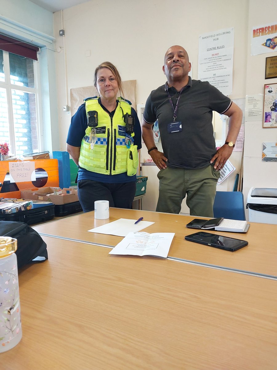 Pcso Tandy and Birmingham City Council Anti Social Behaviour Team , attended Masefield Community Centre today to listen and action to residents issues.