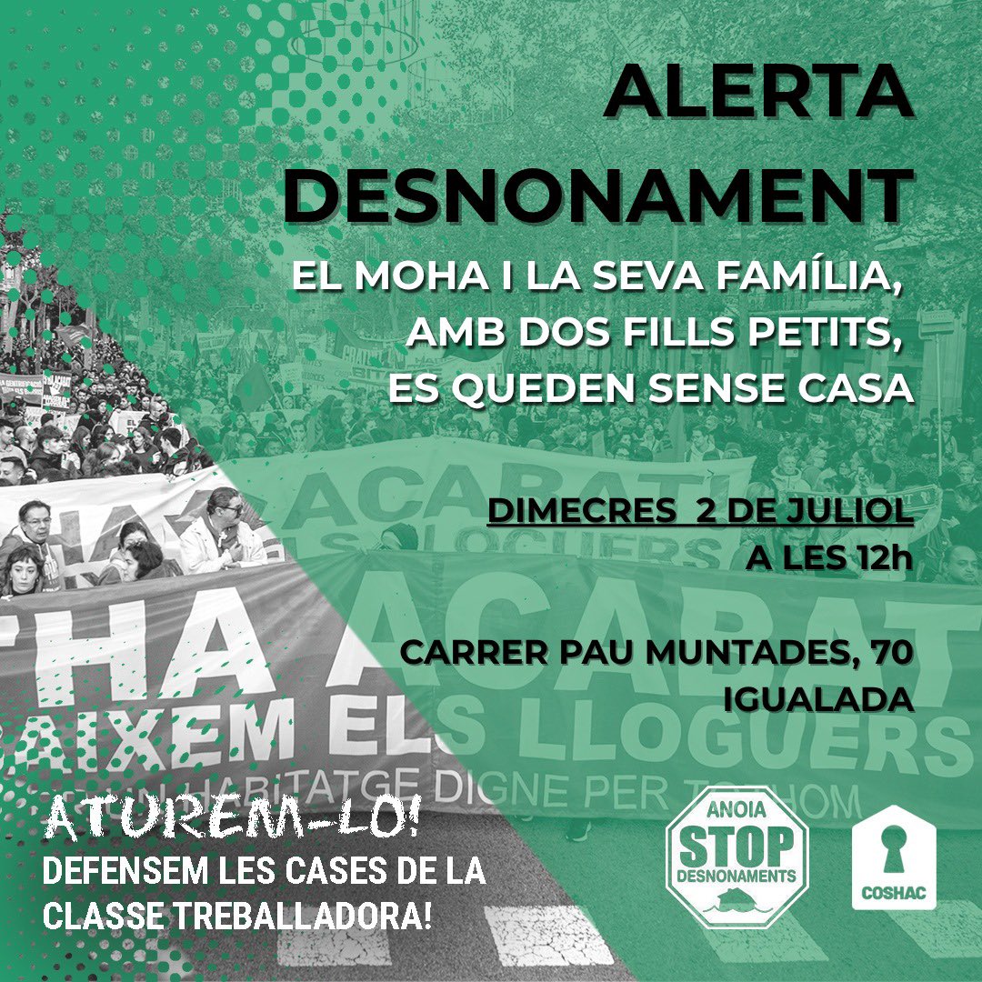Demà volen desnonar al Moha i la seva família. Ajudeu-nos a aturar-ho!