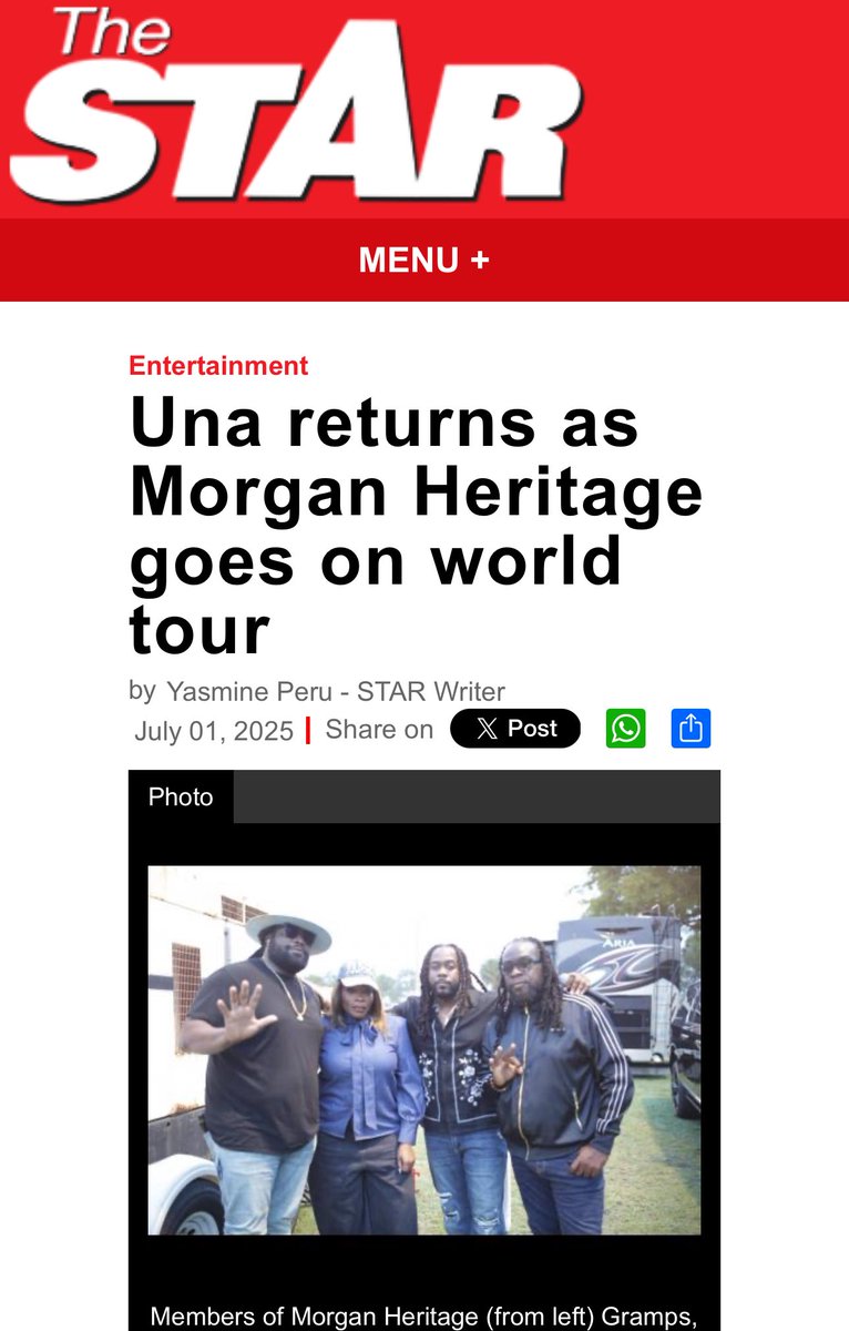 jamaica-star.com/article/entert… <a href="/morganheritage/">MORGAN HERITAGE</a> <a href="/realunamorgan/">Una Morgan</a> <a href="/GotMojoMorgan/">Mojo Morgan</a> <a href="/iamjemere/">Jemere Morgan</a> <a href="/CTBCMusicGroup/">CTBC Music Group</a>