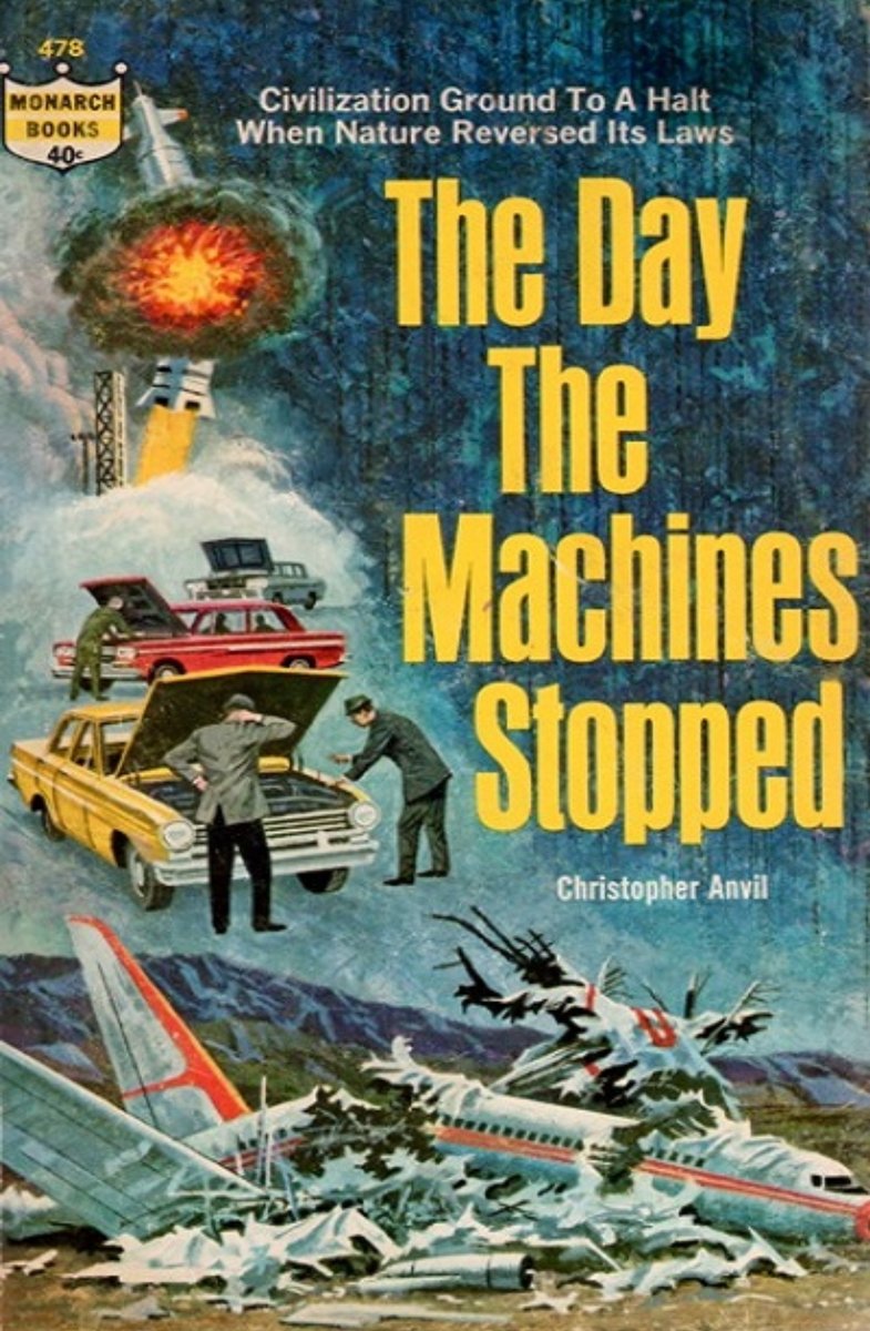 PaprbackWarrior's tweet image. Christopher Anvil was the pen name of Harry Christopher Crosby, Jr. (1925 – 2009). Born in Norwich, Connecticut, he served as a U.S. military pilot before launching a career as a prolific science-fiction writer under the Anvil pseudonym. THE DAY THE MACHINES STOPPED from 1964…