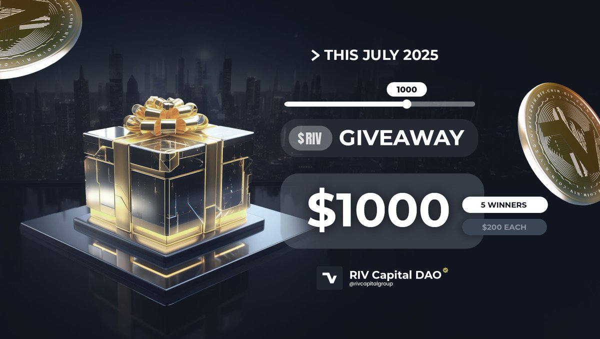 🎉 RIV July GIVEAWAY 🎉

We’re giving away $1,000 to 5 winners — that’s $200 each! 💸

Here’s how to enter:
1️⃣ Follow us on X: x.com/rivcapitalgroup &amp; IG: instagram.com/riv_capital + Follow x.com/davidedxb &amp; x.com/cepryl_

2️⃣ Join RIV Insiders on Discord: