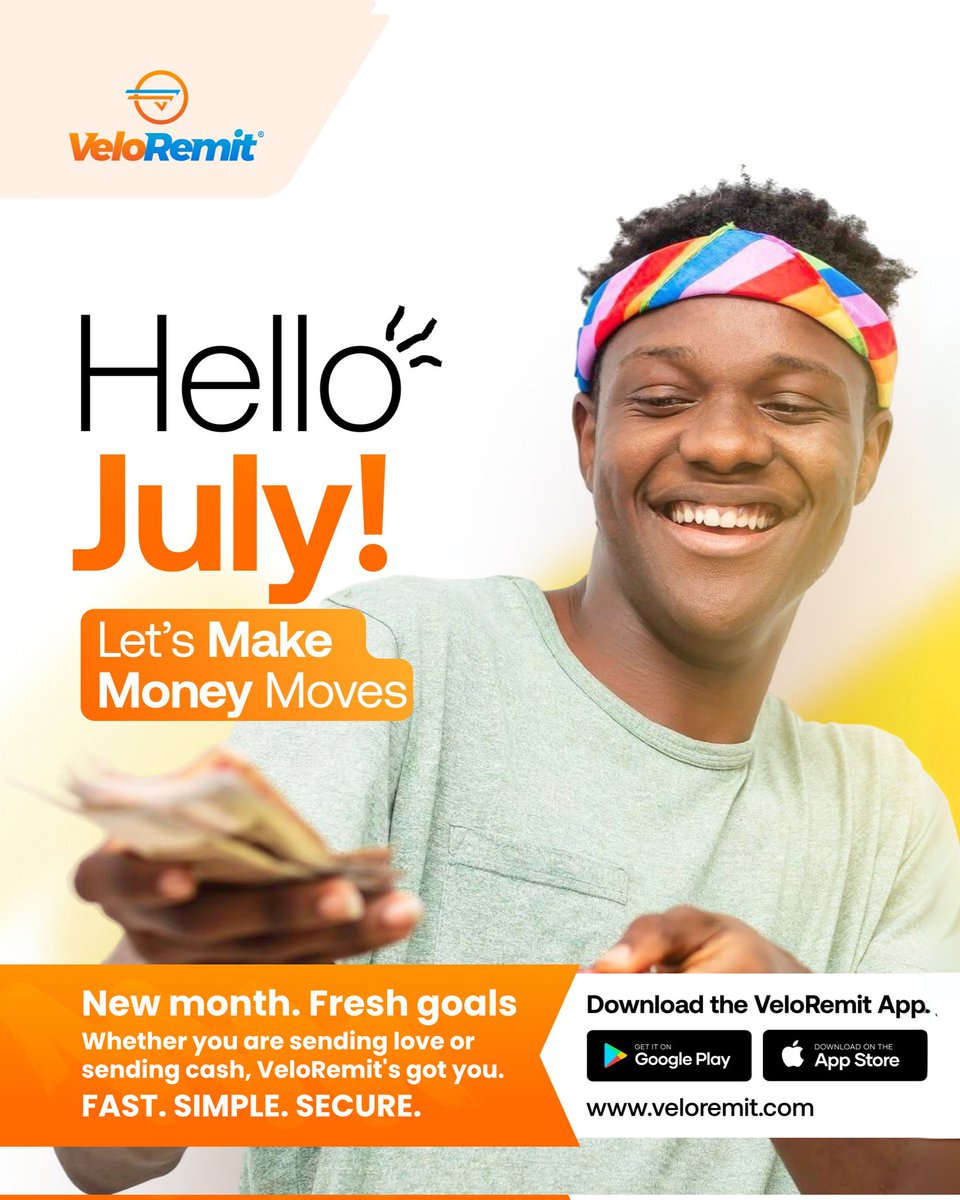 Hello July! Whether you are chasing new goals or supporting loved ones back home, do it with VeloRemit 💚
📲 bit.ly/veloremit
#HelloJuly #MoneyMoves #SendLoveHome #VeloRemit #NigeriansInUK
