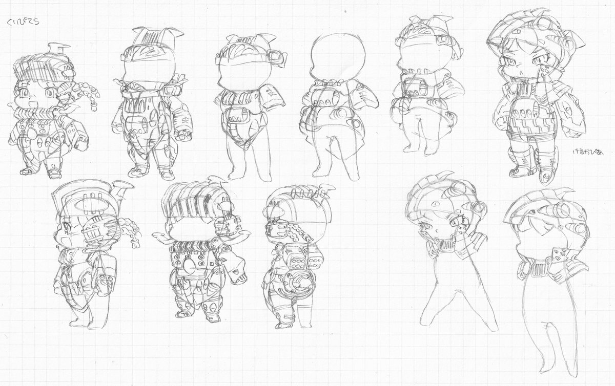 okb_001's tweet image. 新作のためのラフデザイン色々
…この子らは「脇役」なんですが、つい力が入ってしまってw
#宇宙戦艦ヤマト #デフォルメ #ガミラス艦