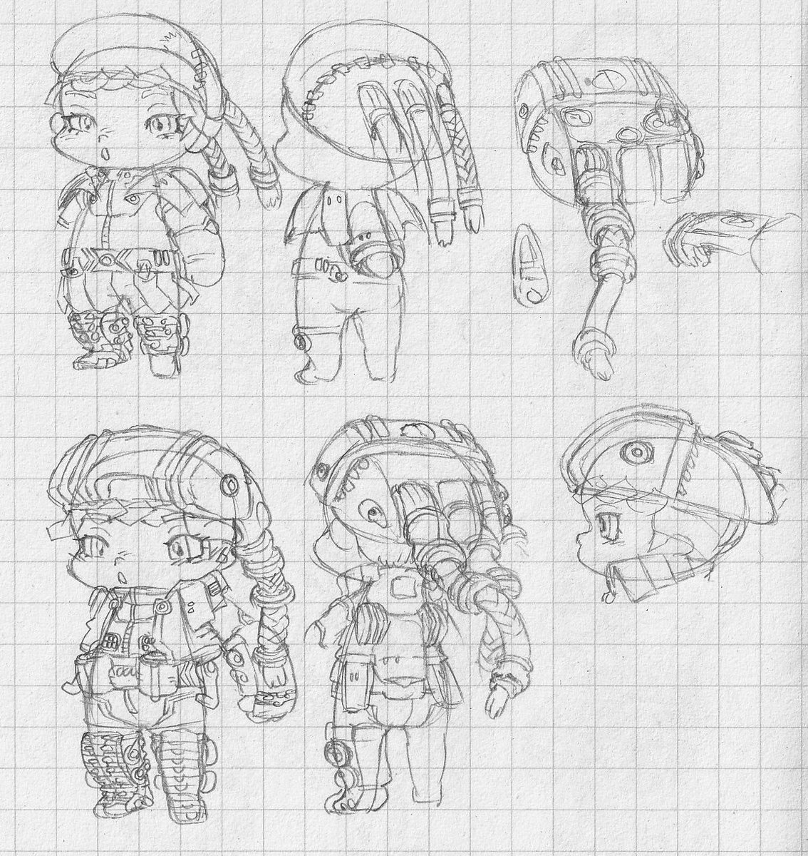 okb_001's tweet image. 新作のためのラフデザイン色々
…この子らは「脇役」なんですが、つい力が入ってしまってw
#宇宙戦艦ヤマト #デフォルメ #ガミラス艦