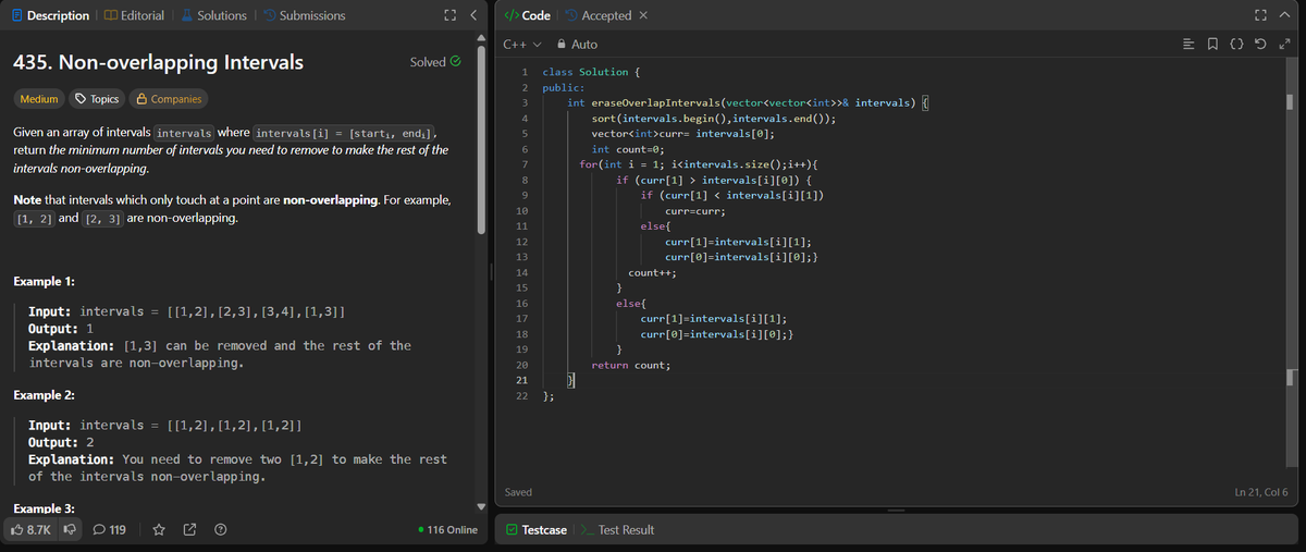 BitwiseAbhi's tweet photo. Topic - Greedy Algorithm
"DSA Streak Continues! | Day 72" 
Problem statement :-Non-overlapping Intervals( LC-435)
difficulty - Medium https://t.co/gFZy25XqNw