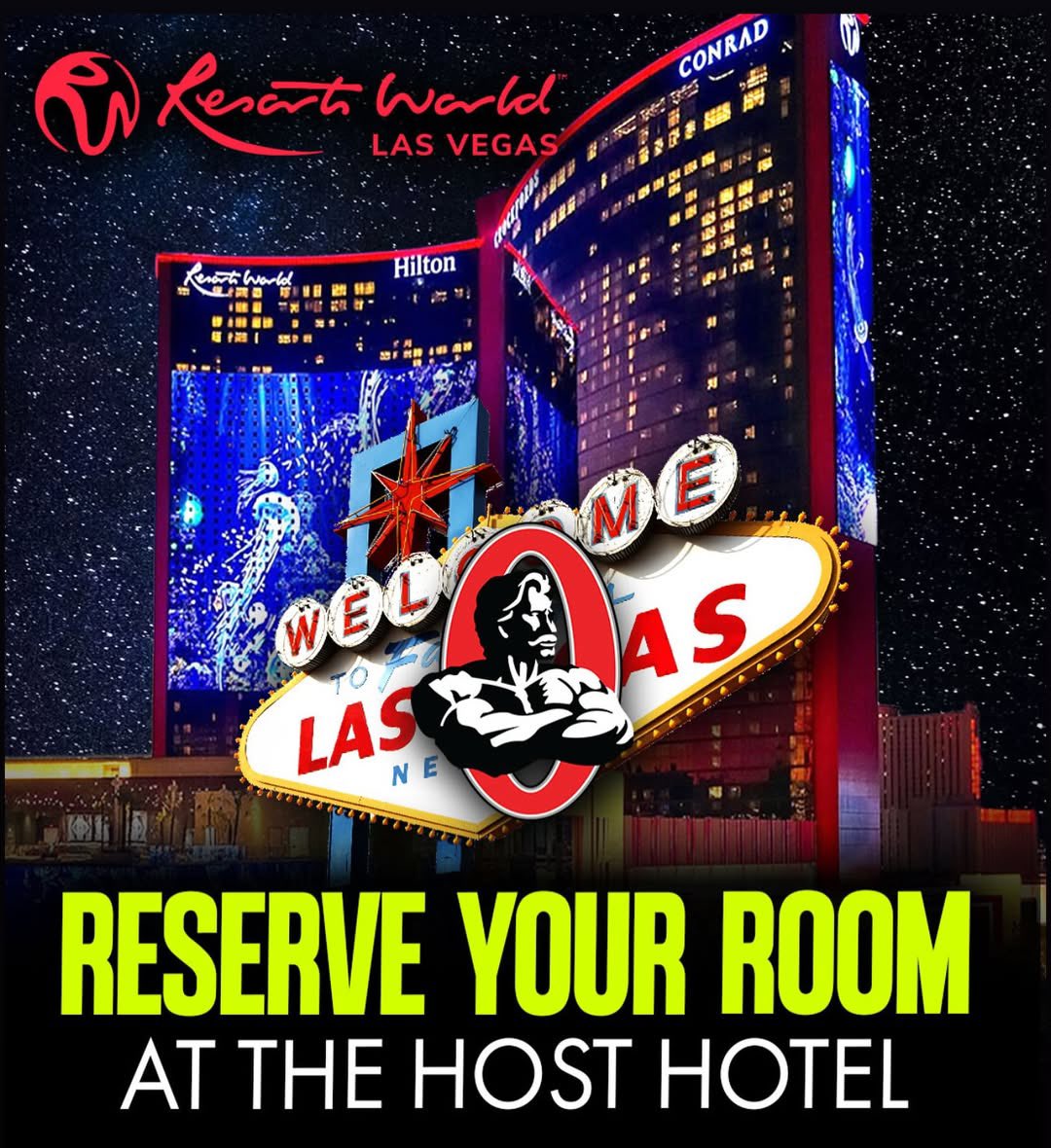 This October, the fitness industry comes together in the Entertainment Capital of the World for the singular most important event of the year. — Secure your room at the official Olympia Host Hotel before it’s too late. ** Visit the hotel &amp; travel page at MrOlympia.com