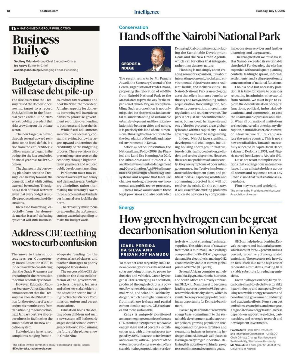 AAK President George A. Ndege is featured in this week’s Business Daily, taking a bold stand against the proposed relocation of wildlife from Nairobi National Park. 

He emphasizes the park’s vital role in Kenya’s ecological health and sustainable urban future.