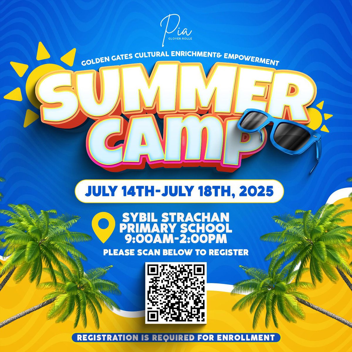 PiaGloverRolle's tweet image. 🌞🎉 Golden Gates Summer Camp is BACK! 🎉🌞
Join us for a week of cultural enrichment and empowerment from July 14th–18th, 2025 at Sybil Strachan Primary School from 9AM to 2PM daily! 🌴✨
Ages 5-15 years old☀️😎
📍 Spaces are limited
📲 Scan the QR code to register