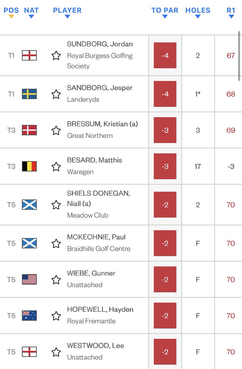 Battle of the borgs at Dundonald Links with Sundborg &amp; Sandborg tied at the top!