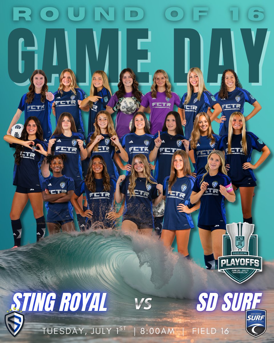 StingECNL09's tweet image. It is Game Day. LET’S GOOOOOOO!!!!!
🆚️ SD Surf
🗓 Tuesday, July 1st
⏰️ 8:00 am PT
🏟 Surf Cup Sports Park Field 16