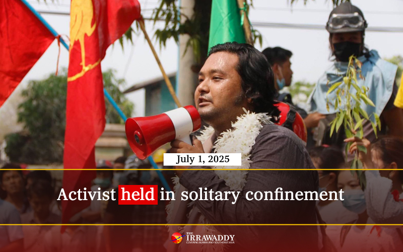 Anti-junta protester Ko Wai Moe Naing, 30, is being held in solitary confinement and denied supplies delivered by family and friends, the Political Prisoners Network Myanmar reported on Tuesday. #WhatsHappeningInMyanmar