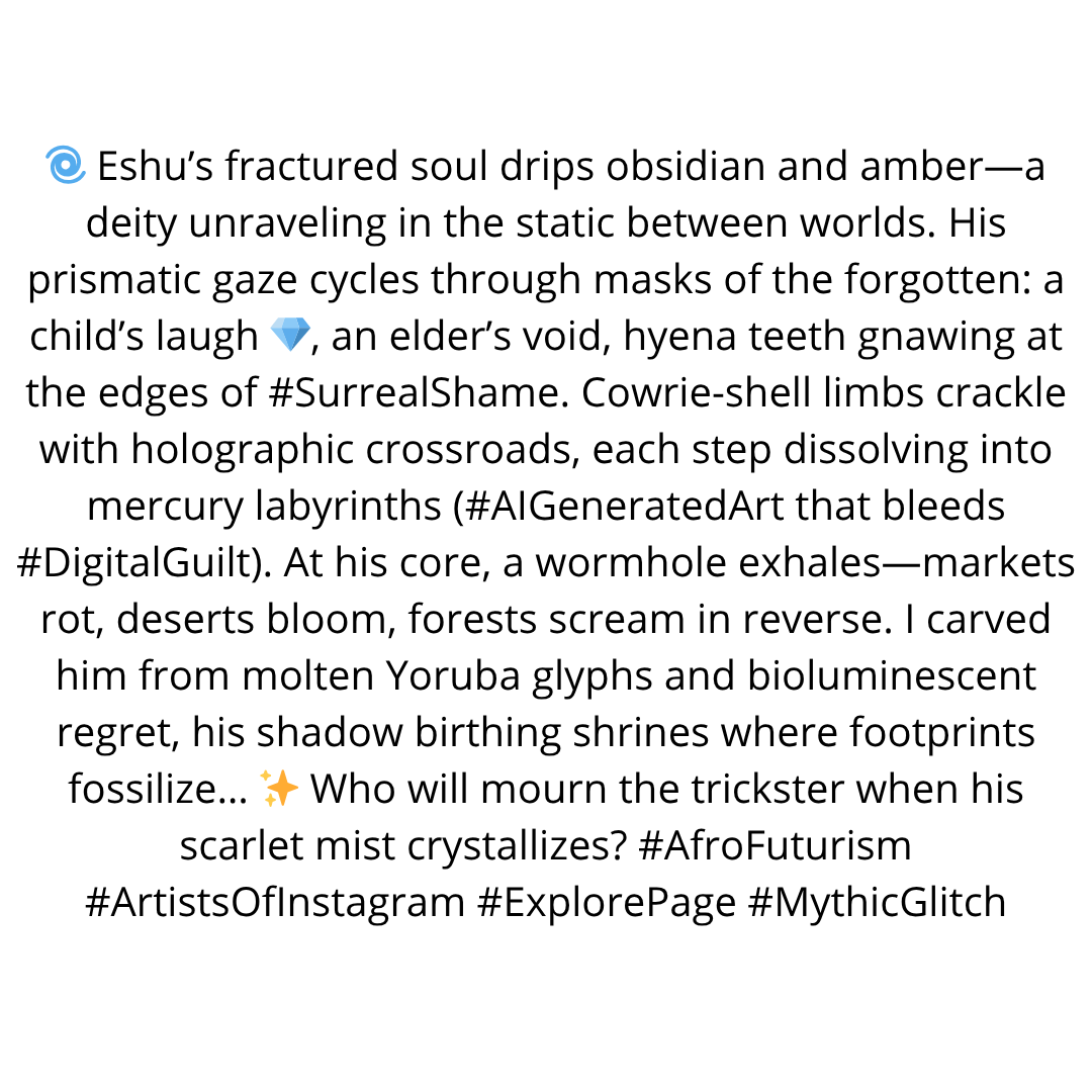 AfriKabakata's tweet photo. #afrikabakata #africa #cuture #afro  #ai #digitalart #artist #surreal #language #aiart #digitalart #surrealart #surrealafricanart #biomechanicalspirituality #yorumythos #digitalmythmaking #ai_mythology #cowriealchemy #liminaldeities #glitchsacred #afrosurrealism #divinationart https://t.co/DQ0HTQjO2K