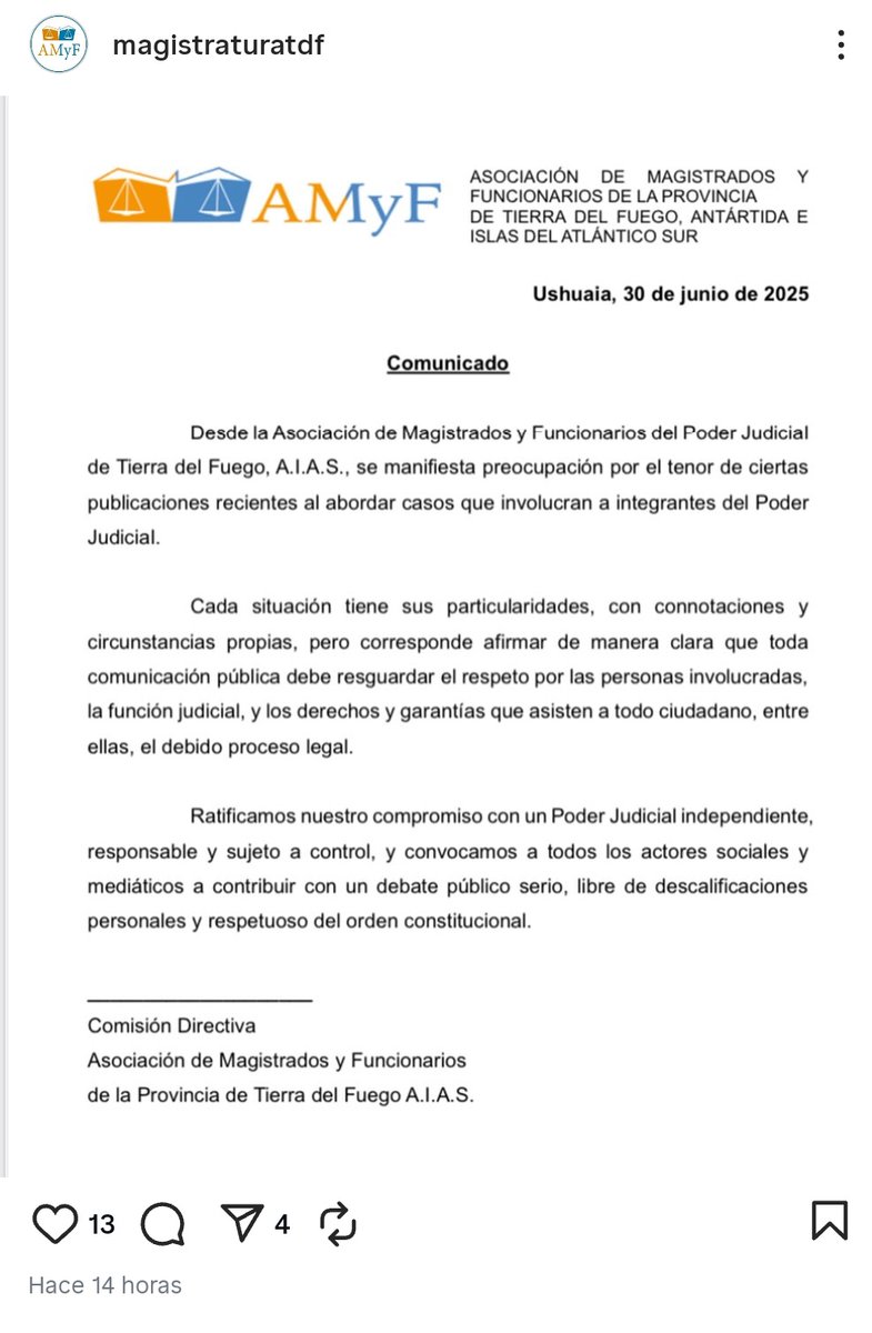 La Asociación de Magistrados y Funcionarios ¿no debería preocuparse en todo caso por pedir responsabilidad y respeto para toda la sociedad, y no solo para ellos cuando alguno de sus miembros se siente agraviado por un medio? #EsPregunta