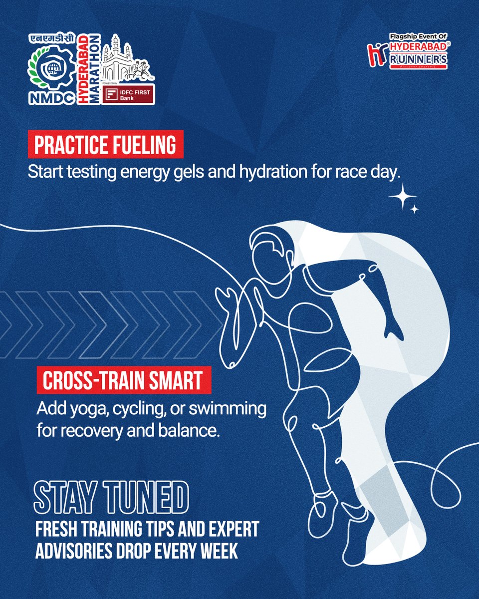 Marathon_Hyd's tweet image. It’s Training Tuesday!
Every Tuesday, we drop fresh, actionable tips to help you prep better for race day — from pacing to nutrition, recovery, mindset, and more. Stay tuned, stay consistent! 💪🏽
#TrainingTuesday #HyderabadMarathon #TrainSmartRunStrong #hyderabadrunners