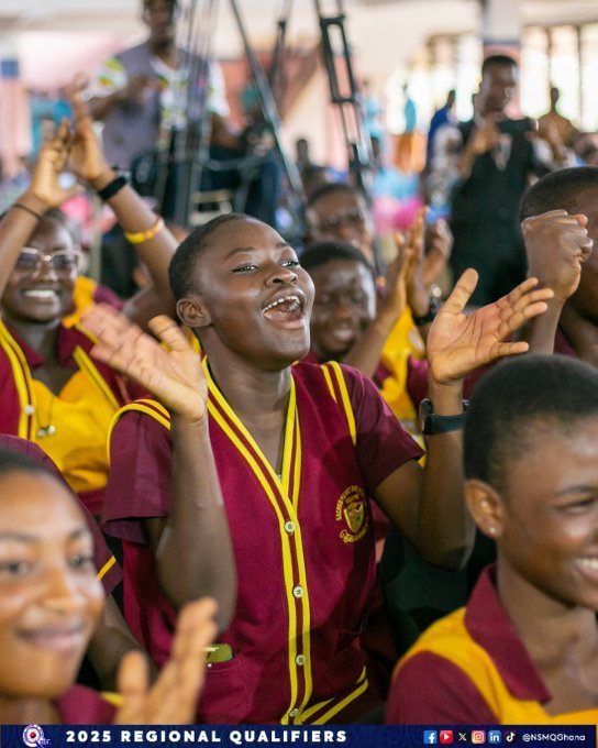 NSMQGhana's tweet photo. BONO:

End of Contest

Sacred Heart SHS: 49pts
Sunyani SHS: 46pts
Odomaseman SHS: 15pts
Sumaman SHS: 14pts

Kudos to Sacred Heart SHS for qualifying to the National Championship and for beating the reigning Zonal Champions

#NSMQRegionals #NSMQ2025 #Primetime https://t.co/GpKZvDcYmD