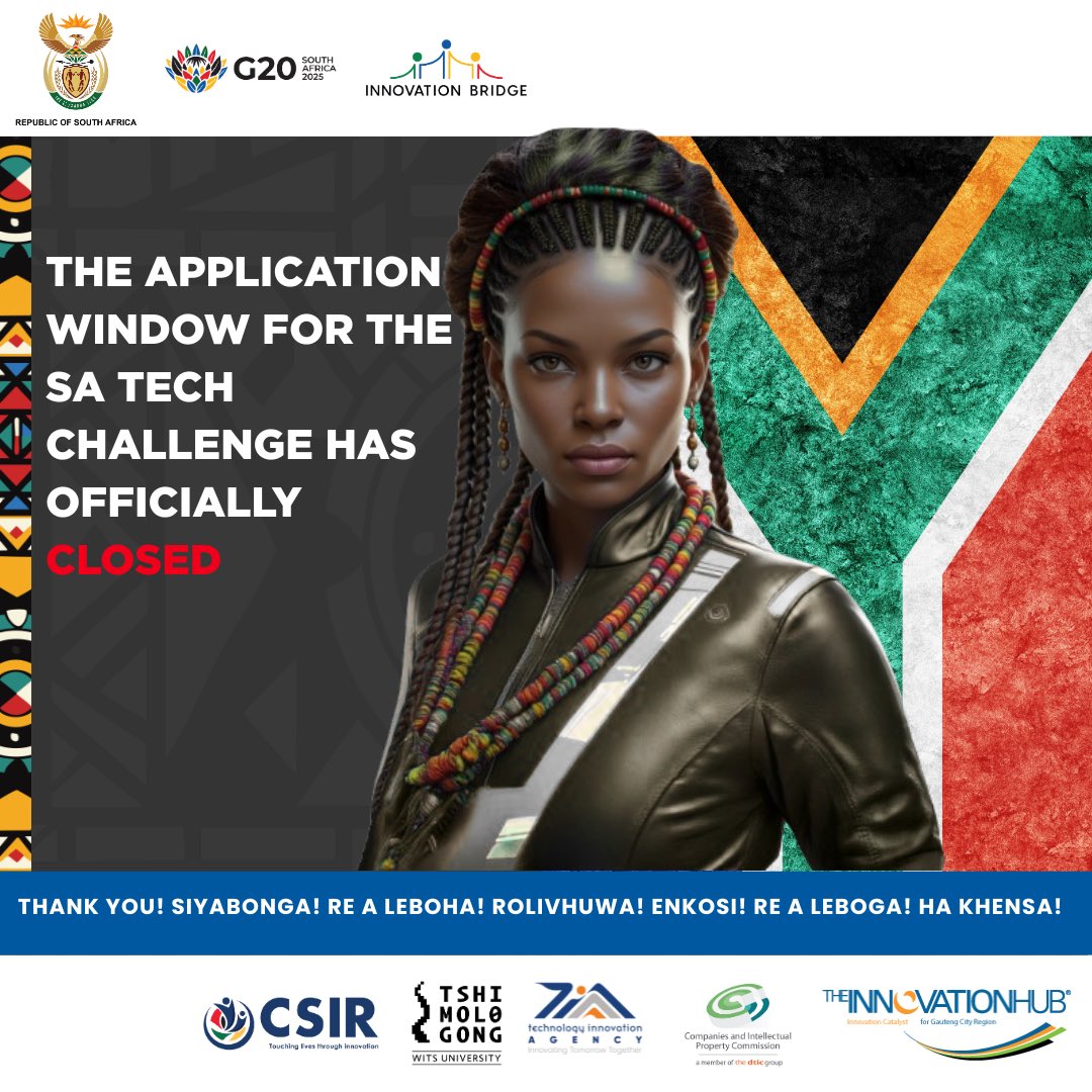 🚨 APPLICATIONS CLOSED! 🚨

Thank you to every innovator, dreamer &amp; tech trailblazer who applied to the #SATechChallenge! 🚀

Your bold ideas are lighting the path for African innovation. 🌍💡

Keep an eye out for updates on your applications 👀

#SAInnovation #TechMSME
