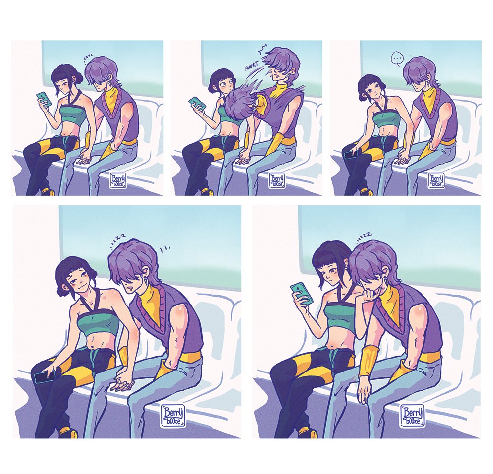 berrybooze_art's tweet image. Saw a cute couple interaction on the train yesterday and I wanted to draw them as #zoeystery
The girl was scritching her sleeping bf's chin like he's a pet..
#kpopdemonhunters