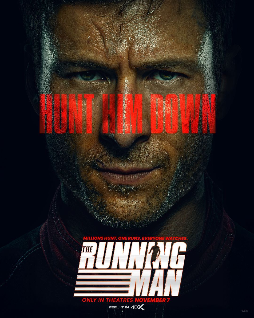 Glen Powell in Running Man 2025 poster