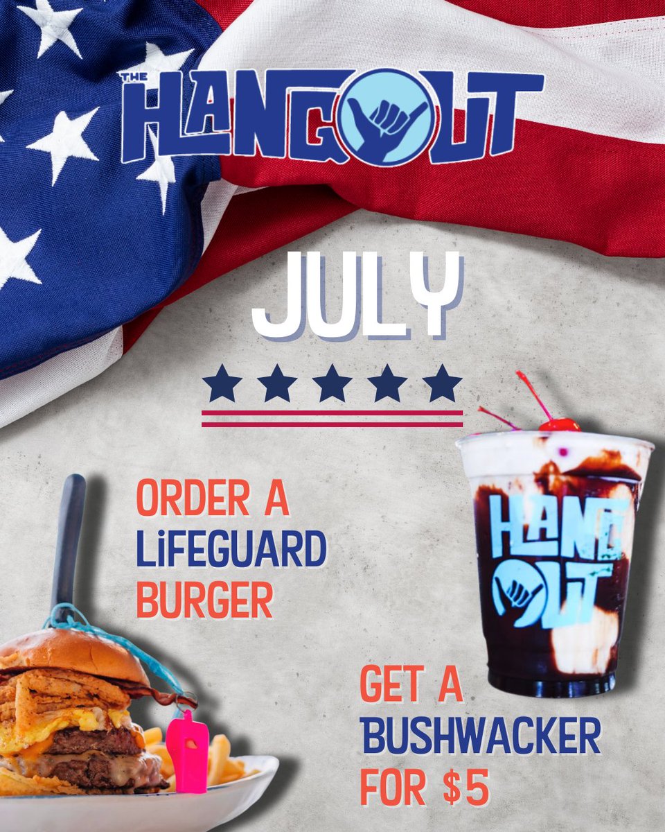 July Special – $5 Bushwacker!
This July, order a Lifeguard Burger and get a $5 Bushwacker on us! The ultimate summer pairing is here—don’t miss it! #SummerVibes #JulyDeals #BushwackerSpecial