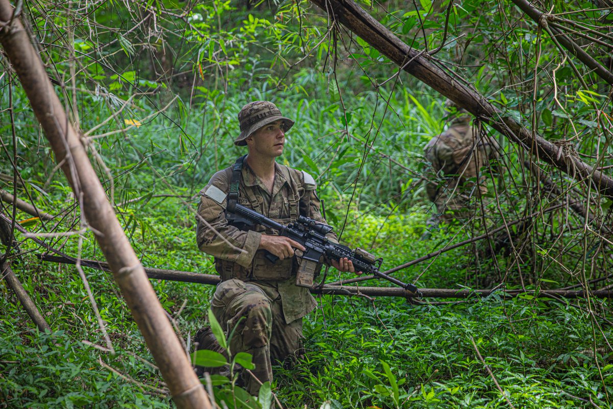 I Corps (@i_corps) on Twitter photo Into the Jungle they go 🌴
Soldiers with <a href="/25thID/">25th Infantry Division</a> and <a href="/TeamAFP/">Armed Forces of the Philippines</a>'s Philippines Army cut through dense terrain at Jungle School during #Salaknib25 at Camp Tecson, Philippines. Into the Jungle they go 🌴
Soldiers with <a href="/25thID/">25th Infantry Division</a> and <a href="/TeamAFP/">Armed Forces of the Philippines</a>'s Philippines Army cut through dense terrain at Jungle School during #Salaknib25 at Camp Tecson, Philippines.
