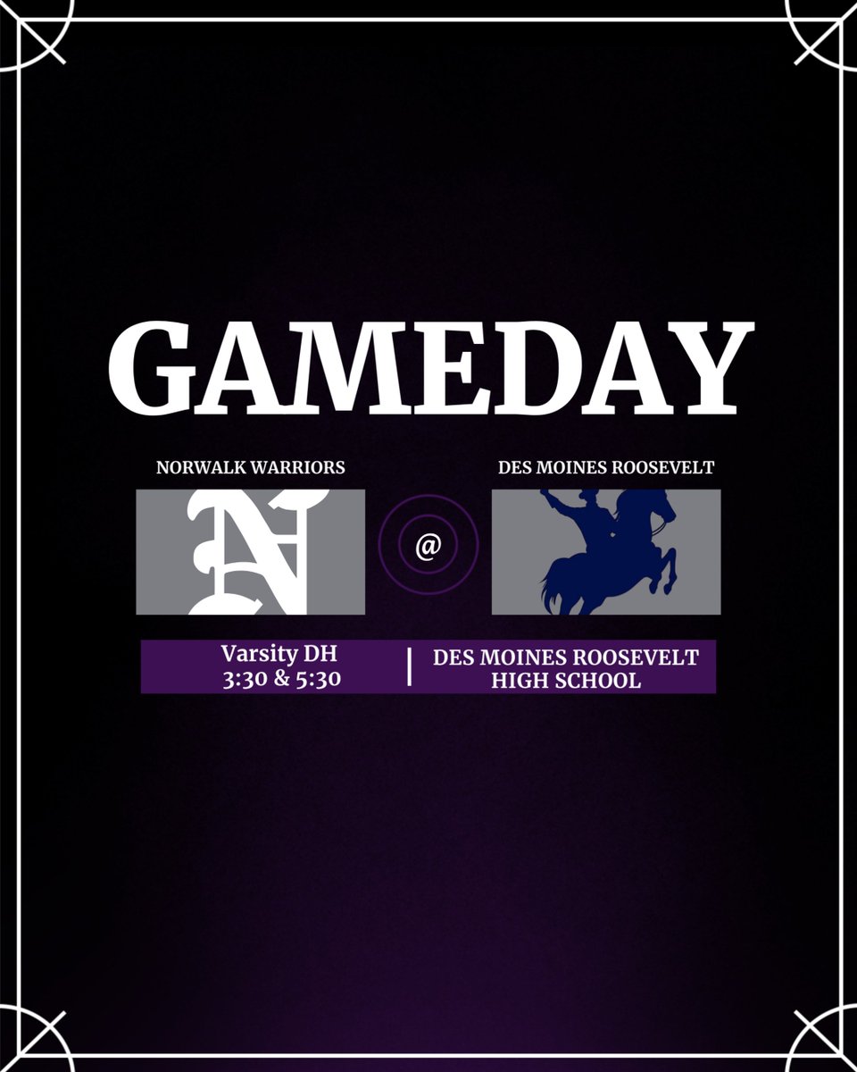 Varsity DH at Des Moines Roosevelt
Game 1 - 3:30 PM
Game 2 - 5:30 PM

Tickets: gobound.com/ia/schools/nor…
