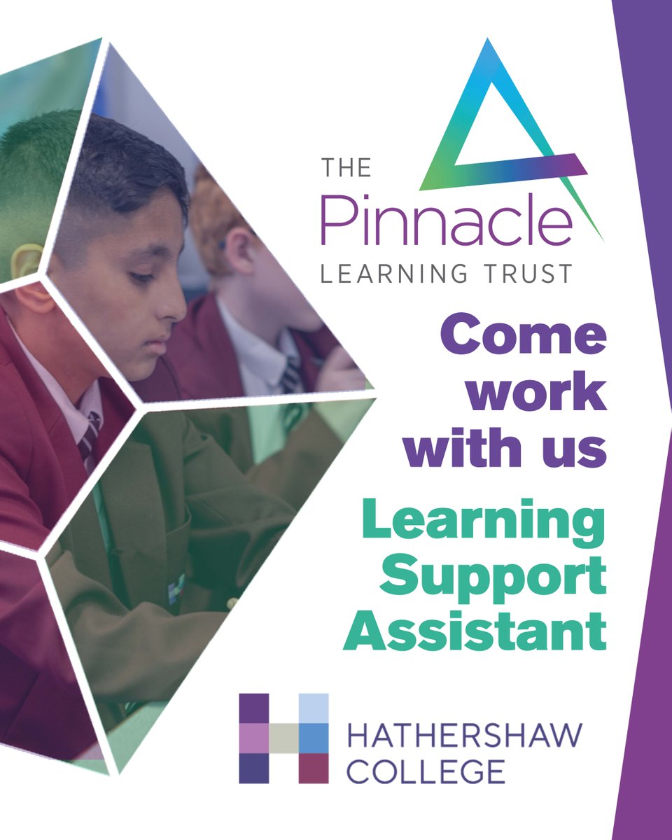 The Pinnacle Learning Trust (@pinnacletrust) on Twitter photo Come and work with us - Learning Support Assistant at <a href="/HathershawC/">Hathershaw College</a>:
bit.ly/3Gn0j6e
Closing date for applications is Friday 11th July, midday. Come and work with us - Learning Support Assistant at <a href="/HathershawC/">Hathershaw College</a>:
bit.ly/3Gn0j6e
Closing date for applications is Friday 11th July, midday.