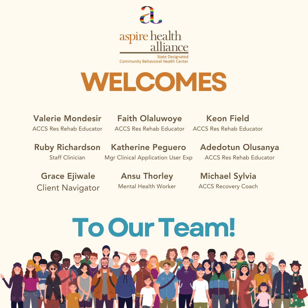 Welcome to the team! We're thrilled to have our newest employees join the Aspire Health Alliance family. 
#AspireHealthAlliance #WelcomeToTheTeam