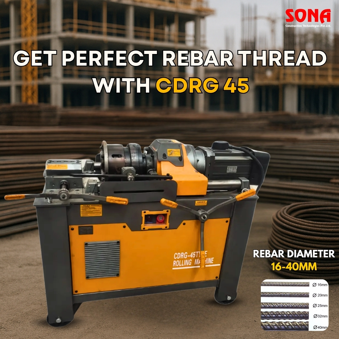 🔩 CDRG45 Rebar Threading Machine
Precision | Power | Performance 

✔️ Thread Dia: 16–40 mm
✔️ 4kW Motor | 62r/min
✔️ Max Length: 80 mm
✔️ 415V | 380kg build
Built for tough sites. Ready for action. 💪
#RebarThreading #CDRG45 #ConstructionTools #SONAConstruction