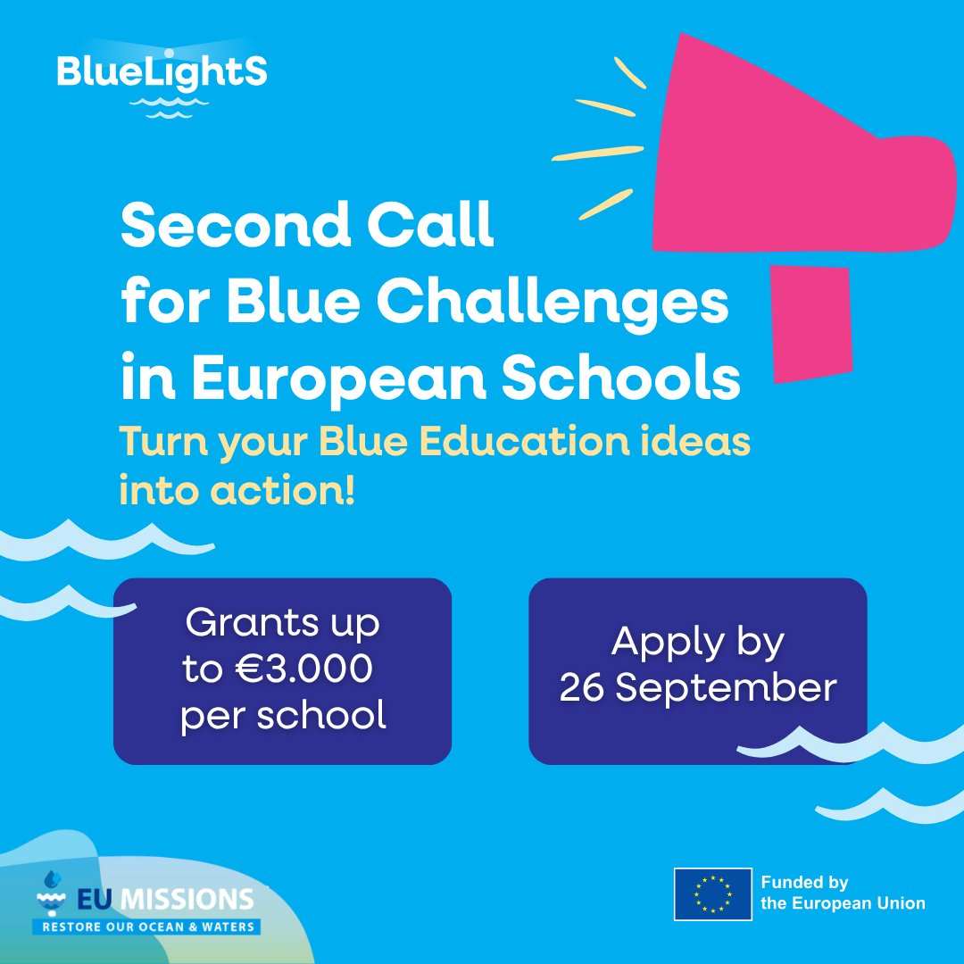 OurMissionOcean's tweet image. #MissionOcean &amp;amp; Waters project @BlueLights_EU is helping schools across Europe run hands-on projects about our ocean and waters! ✏️💧

Submit your project to help your students better understand marine environments and join the Network of European Blue Schools. 🤝

🗓️ The call is…