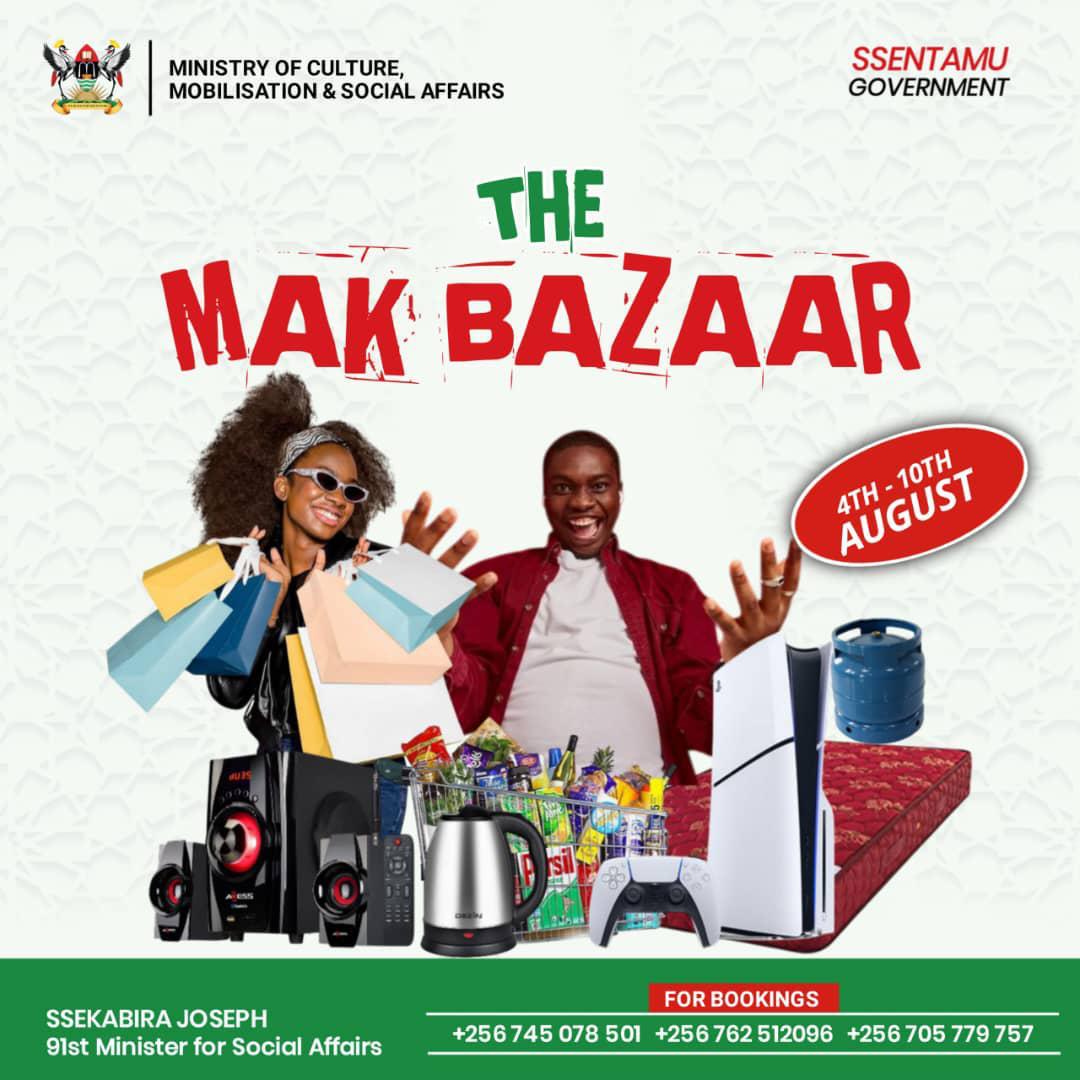 SSEKABIRAJ61778's tweet image. The Mak Bazaar 2025 edition is back in full swing🎆🎆🎆🎆🎆🎆
Don't miss out on the Bazaar intesting experiences.
♦️♦️♦️♦️♦️♦️♦️
To book for an exhibition spot, reach out to the Social affairs minister, SSEKABIRA JOSEPH on 0745-078-501.