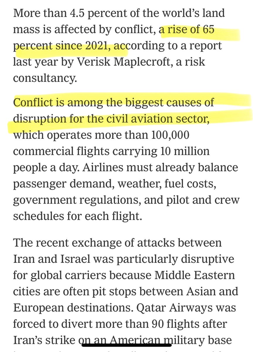 flobigge's tweet image. A vivid look at modern conflict's reach: Regional conflicts are reshaping global aviation, creating costly ripple effects across interconnected systems. This instability profoundly impacts global connectivity & commerce. nytimes.com/2025/06/30/wor… via @NYTimes