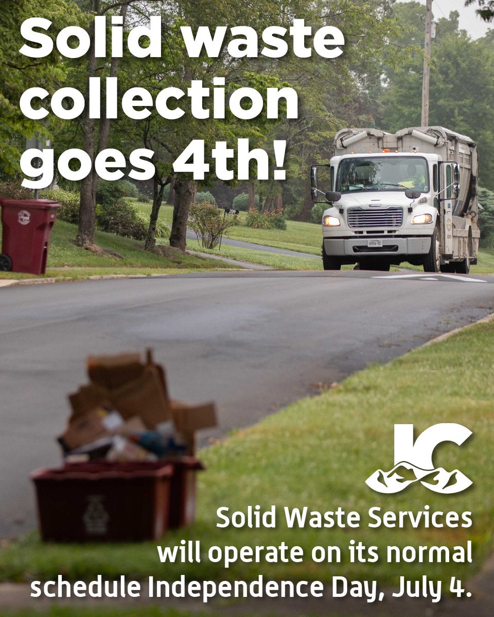 Solid Waste Services customers are reminded that there will be regular garbage, recycling, &amp; commercial waste collection on the Fourth of July. Household waste is collected on all holidays except Thanksgiving Day &amp; Christmas Day.