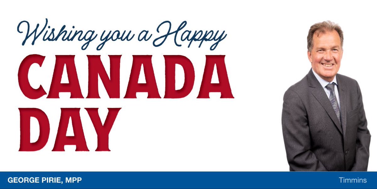 George Pirie (@georgepiriempp) on Twitter photo Happy Canada Day 🇨🇦 to everyone in Timmins, Ontario, and across the country!
Today, we celebrate Canada’s unity, history, and pride. I encourage everyone to take part in local festivities, spend time with loved ones, and reflect on what makes our country so special.
Wishing you Happy Canada Day 🇨🇦 to everyone in Timmins, Ontario, and across the country!
Today, we celebrate Canada’s unity, history, and pride. I encourage everyone to take part in local festivities, spend time with loved ones, and reflect on what makes our country so special.
Wishing you